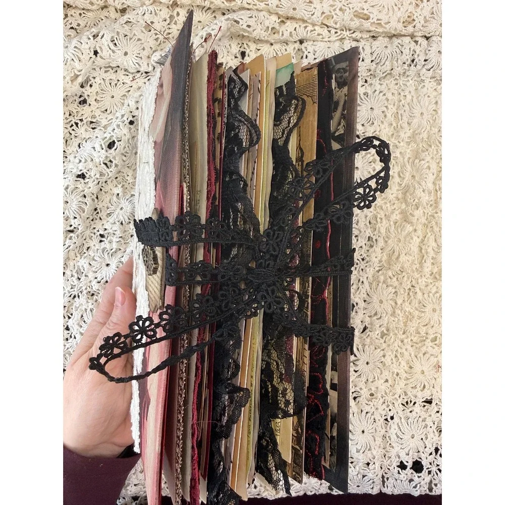 Vintage Style Handmade Junk Journal, featuring Black Lace
